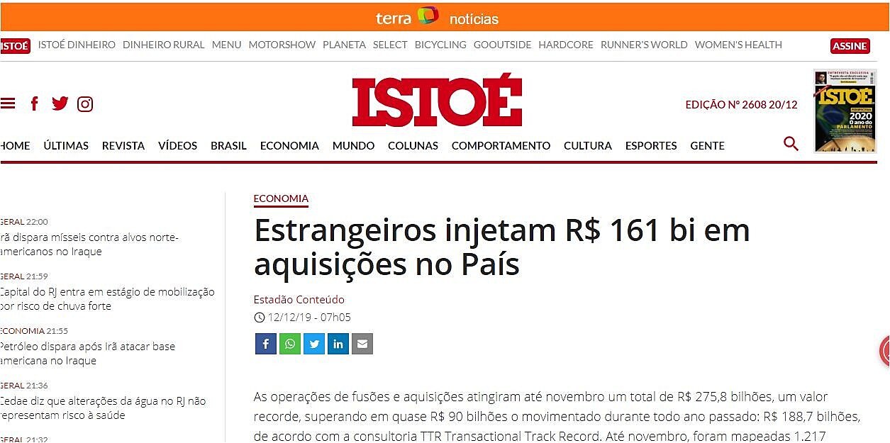 Estrangeiros injetam R$ 161 bi em aquisies no Pas